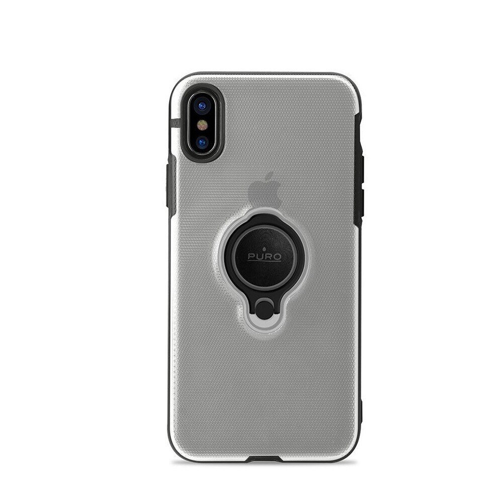 Husa de protectie cu inel magnetic Puro Magnet Ring Cover pentru iPhone X, TPU, Transparent