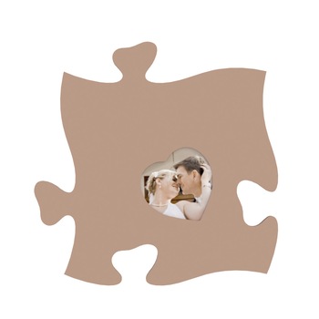 Rama foto tip puzzle, cafeniu, foto 10x10, inima mica Rama foto tip puzzle, cafeniu, foto 10x10, inima mica