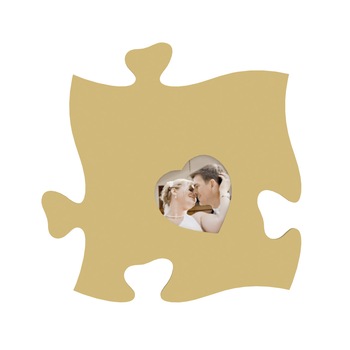 Rama foto tip puzzle, ocru, foto 10x10, inima mica Rama foto tip puzzle, ocru, foto 10x10, inima mica