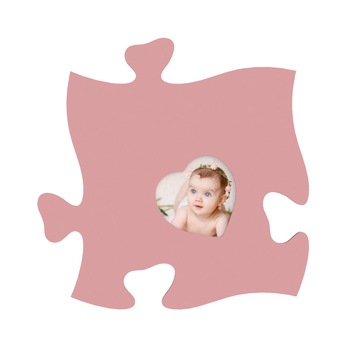 Rama foto tip puzzle, roz, foto 10x10, inima mica Rama foto tip puzzle, roz, foto 10x10, inima mica