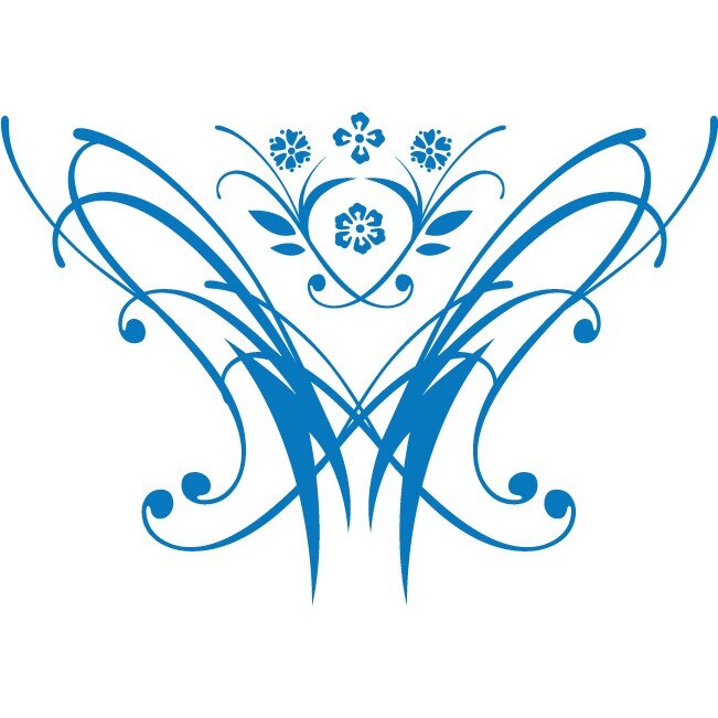 Florile moderne - Sticker Decorativ - Albastru - 109 x 75 cm