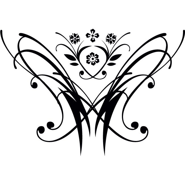 Florile moderne - Sticker Decorativ - Negru - 109 x 75 cm