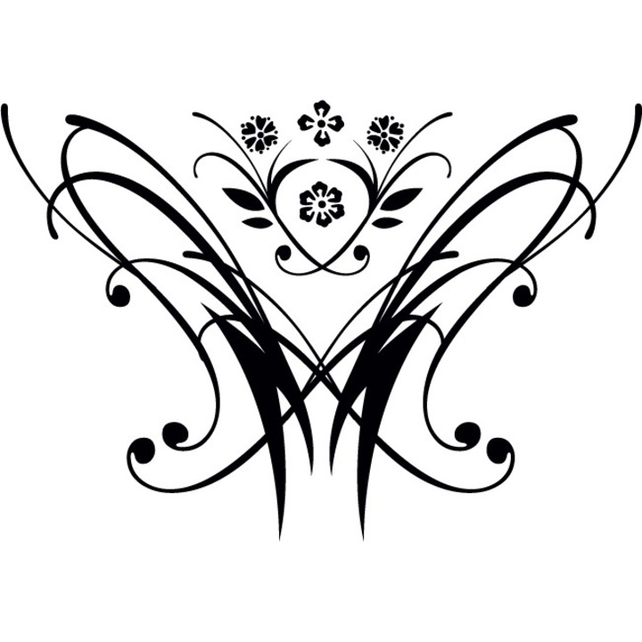 Florile moderne - Sticker Decorativ - Negru - 109 x 75 cm