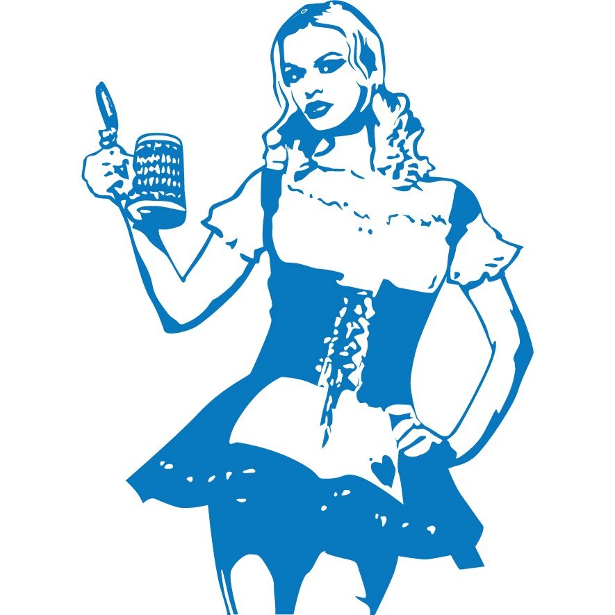 Femeia bavareza - Sticker Decorativ - Albastru - 83 x 113 cm