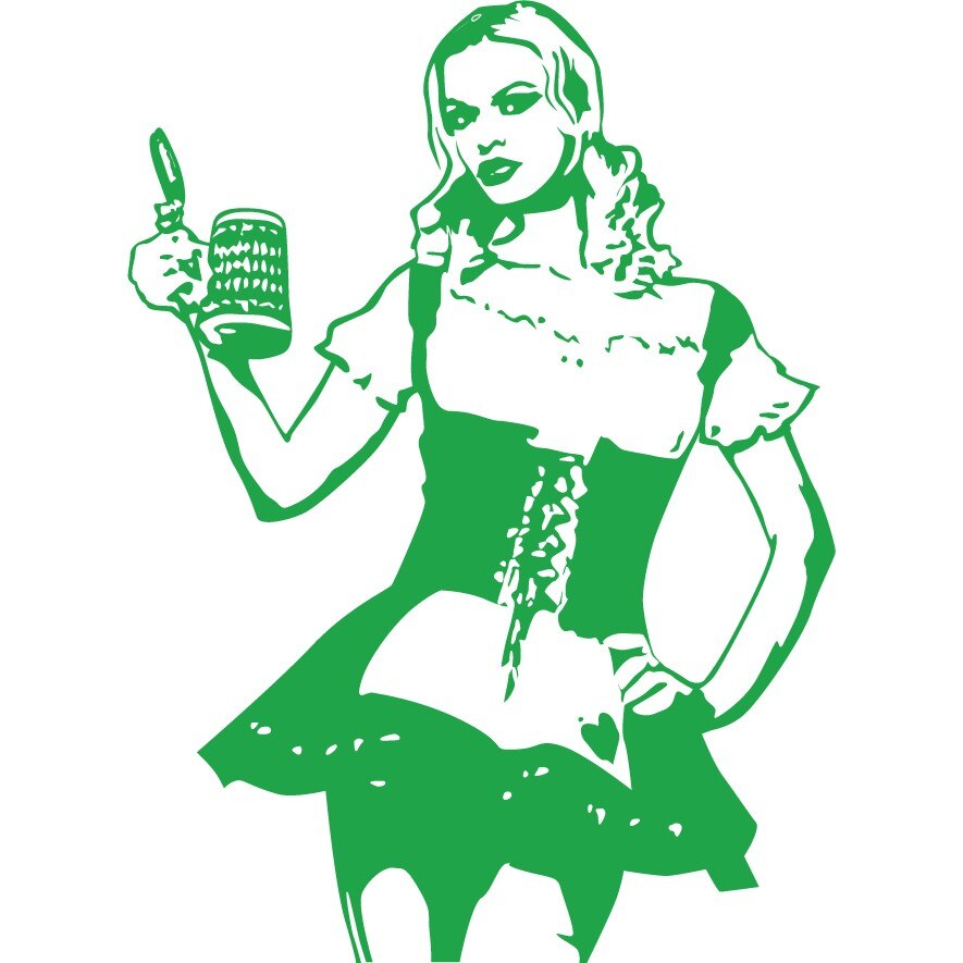 Femeia bavareza - Sticker Decorativ - Verde - 110 x 150 cm