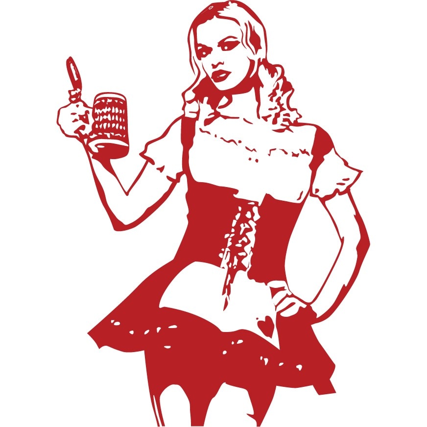 Femeia bavareza - Sticker Decorativ - Rosu Cardinal - 110 x 150 cm