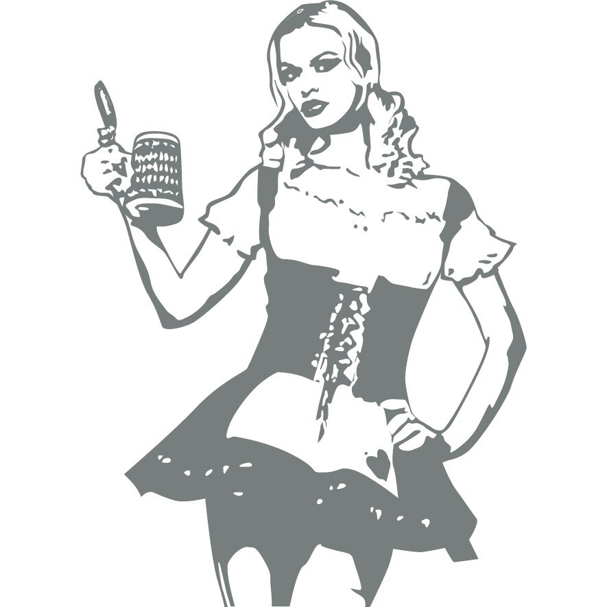 Femeia bavareza - Sticker Decorativ - Gri Metal - 83 x 113 cm