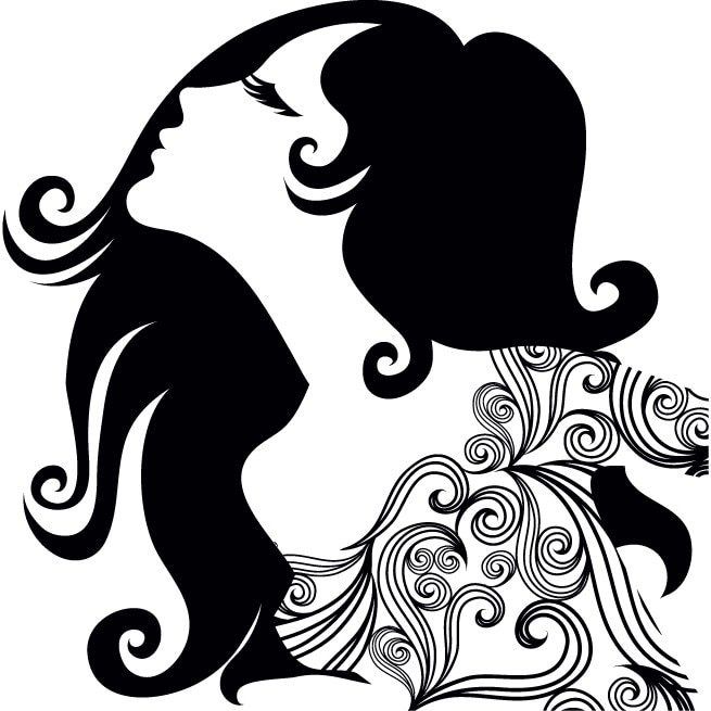 Femeia retro - Sticker Decorativ - Negru - 110 x 110 cm