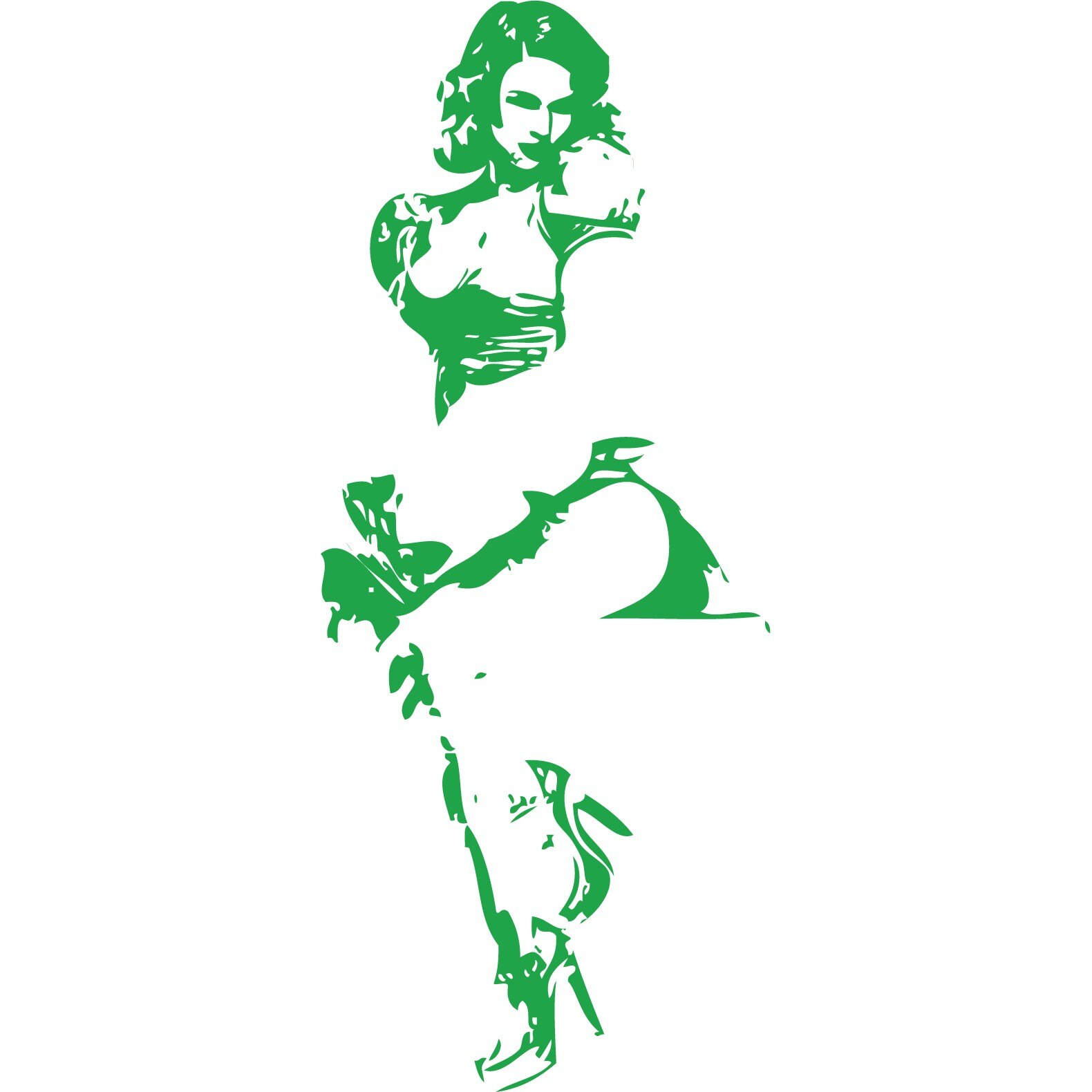 Domnisoara atragatoare - Sticker Decorativ - Verde - 56 x 137 cm