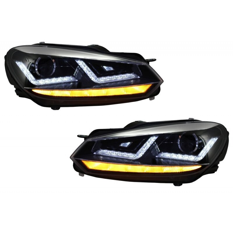 Set 2 Faruri Osram LED compatibil cu VOLKSWAGEN Golf 6 VI (2008-2012) Crom LEDriving Semnal Dinamic