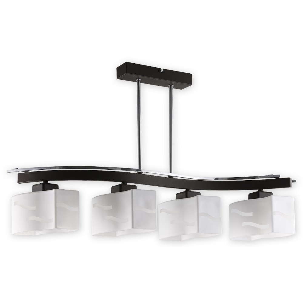 Candelabru modern Sona, finisaj wenge, cu abajururi din sticla, 4xE27, max 60W, 01594 RW Lemir