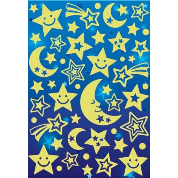 Sticker fosforescent luna si stele 13 x 21 cm