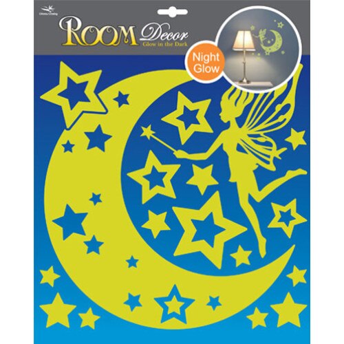 Sticker fosforescent luna, stele si zana, 31 x 32 cm