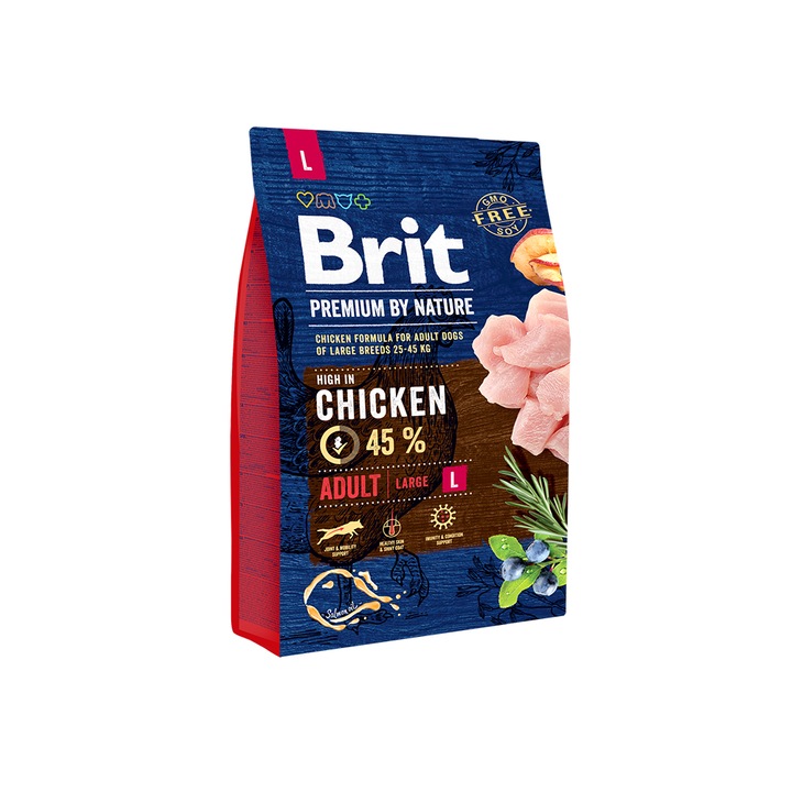 Суха храна за кучета Brit Premium (нова подобрена формула), Adult L, 3 кг