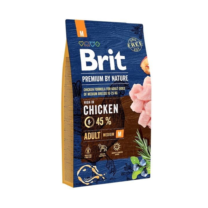 Суха храна за кучета Brit Premium (нова подобрена формула), Adult M, 8 кг