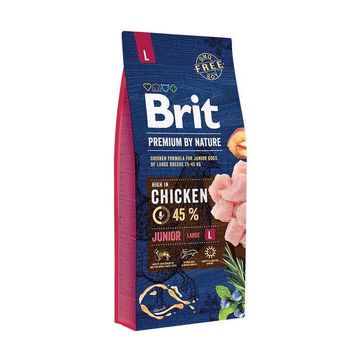 Суха храна за кучета Brit Premium (нова подобрена формула), Junior L, 15 кг