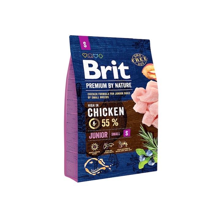 Hrana uscata pentru caini Brit Premium, Junior S, 3 Kg