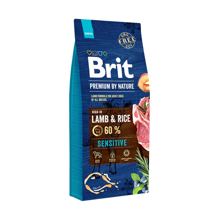 Hrana uscata pentru caini Brit Premium, Sensitive, Miel, 15 Kg