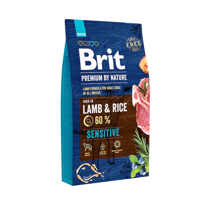 Суха храна за кучета Brit Premium (нова подобрена формула), Sensitive, Агнешко, 8 кг