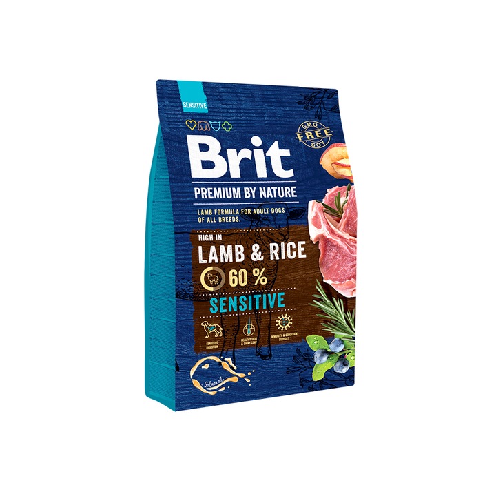Hrana uscata pentru caini Brit Premium, Sensitive, Miel, 3 Kg