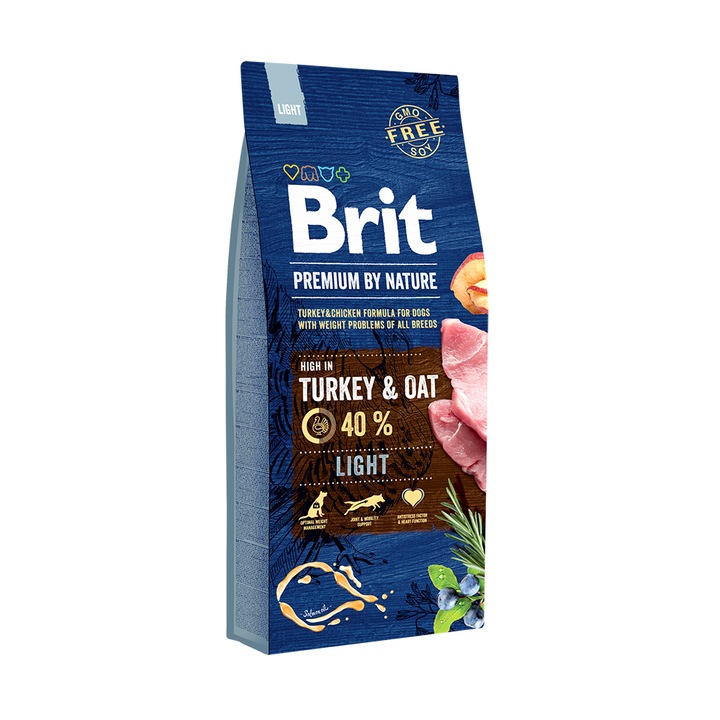 Суха храна за кучета Brit Premium (нова подобрена формула), Light, 15 кг