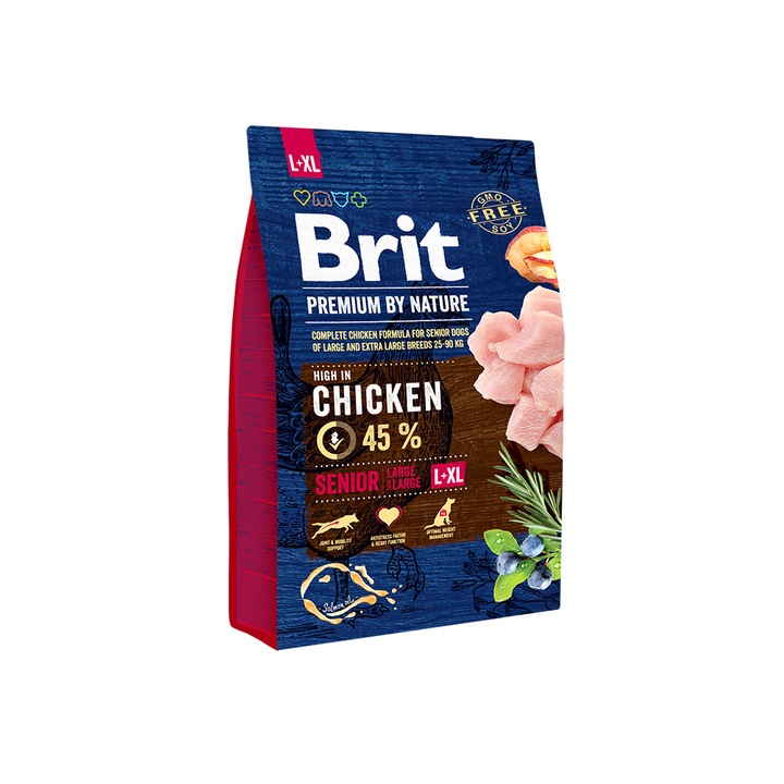 Суха храна за кучета Brit Premium (нова подобрена формула), Senior L & XL, 3 кг