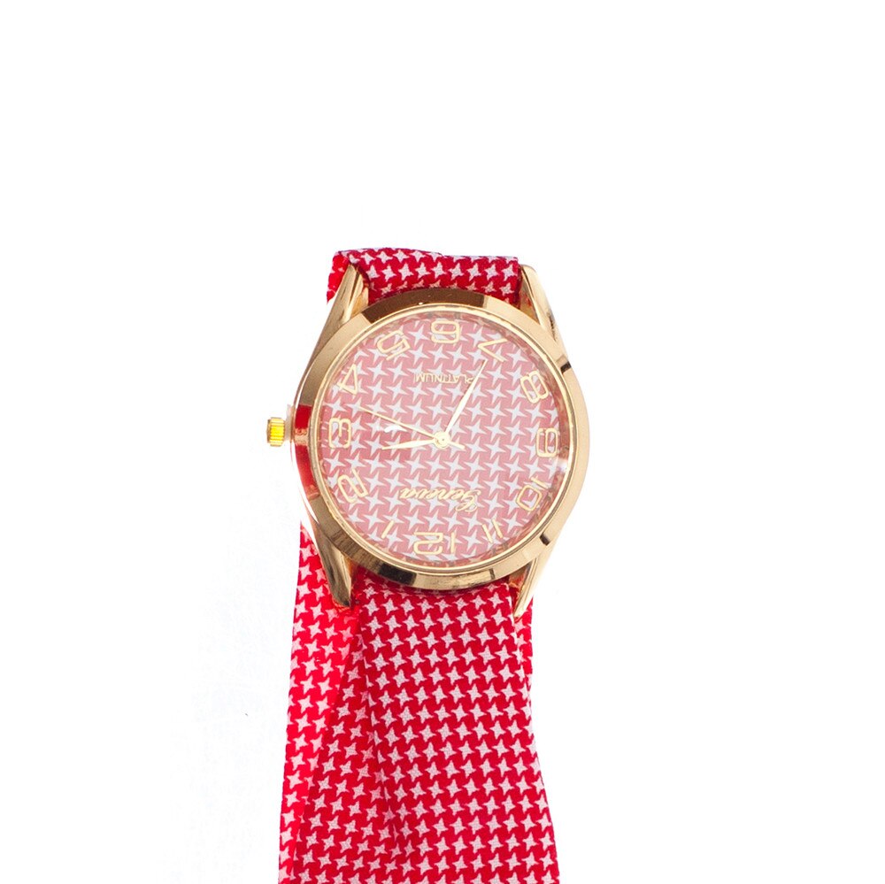 Ceas de dama Fantasy, curea din material textil rosu