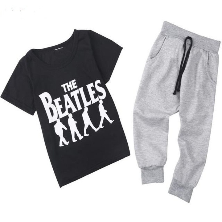 Комплект дълъг панталон и тениска 9-12 месеца черен