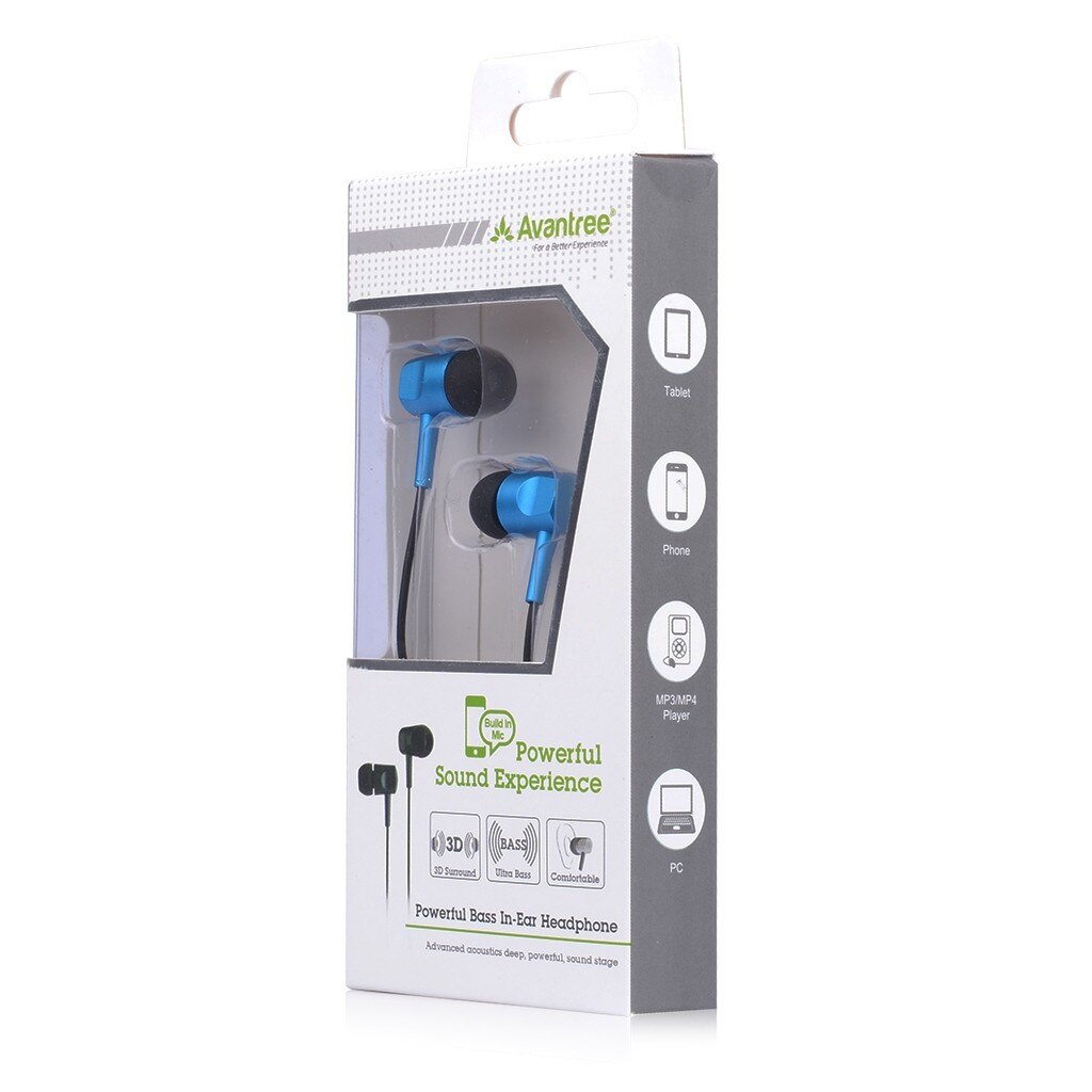 Casti audio In-ear Avantree Gladiator, Ultra Bass, Microfon, Albastru