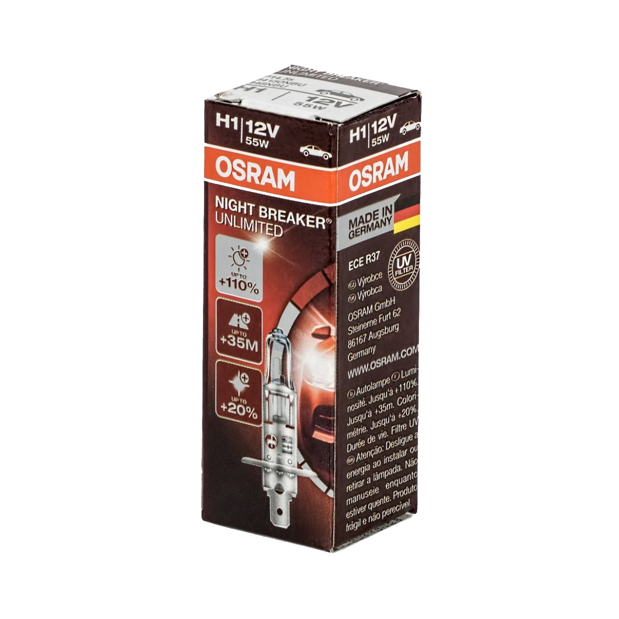 Bec auto far halogen Osram, H1 Night Breaker Unlimited, +110%, 1 buc