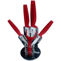 Set de cutite ceramice cu stand rotativ Rawi, rosu