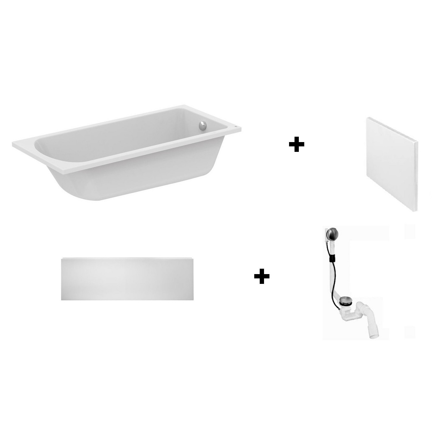 Set complet cada Ideal Standard Hotline 180x80, cu masca frontala si laterala, sifon si picioare