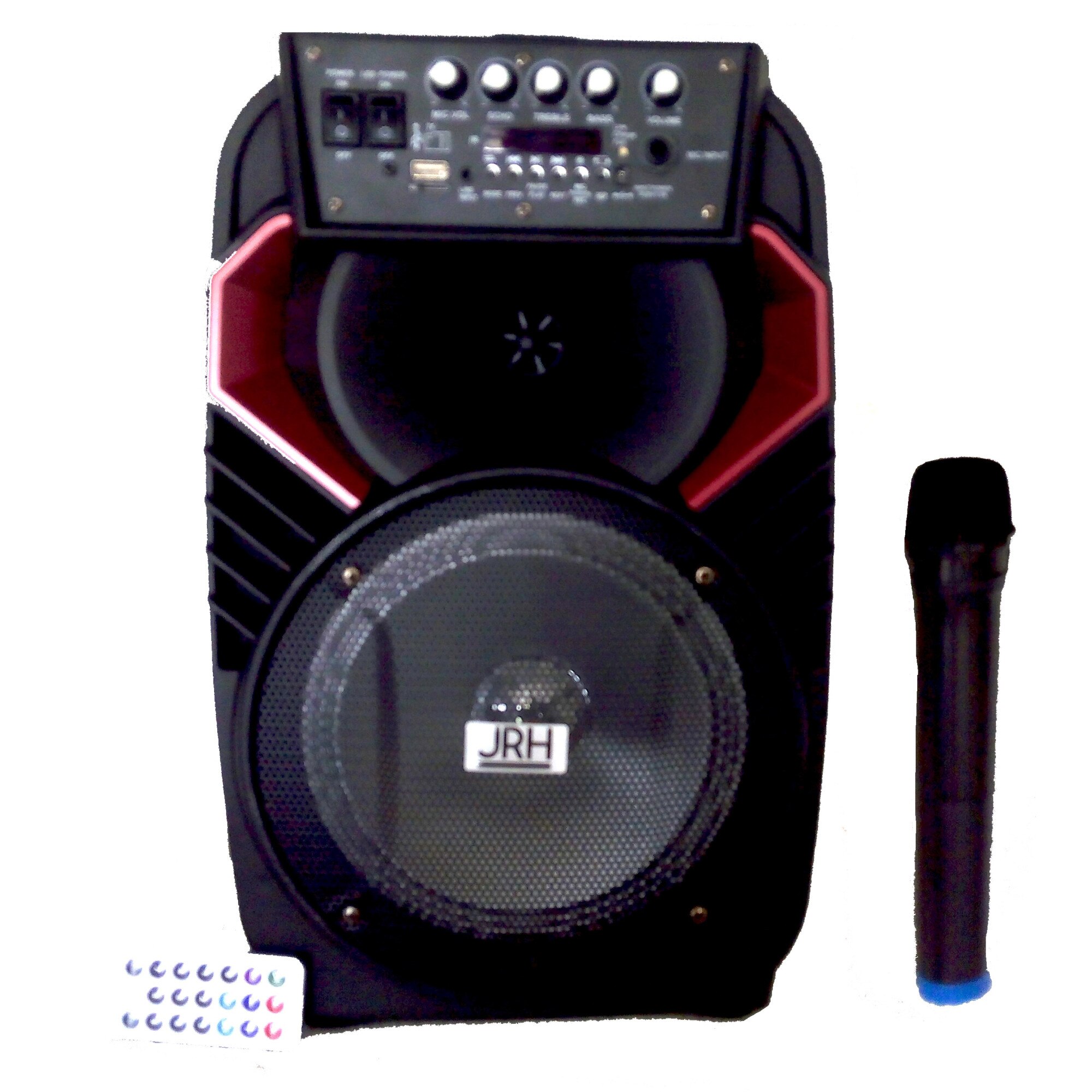 Boxa profesionala portabila , Cu Functia Bluetooth , Port USB si TF Card , Display Digital , Microfon Input 6.3 mm , Telecomanda inclusa , Microfon Wireless , Negru