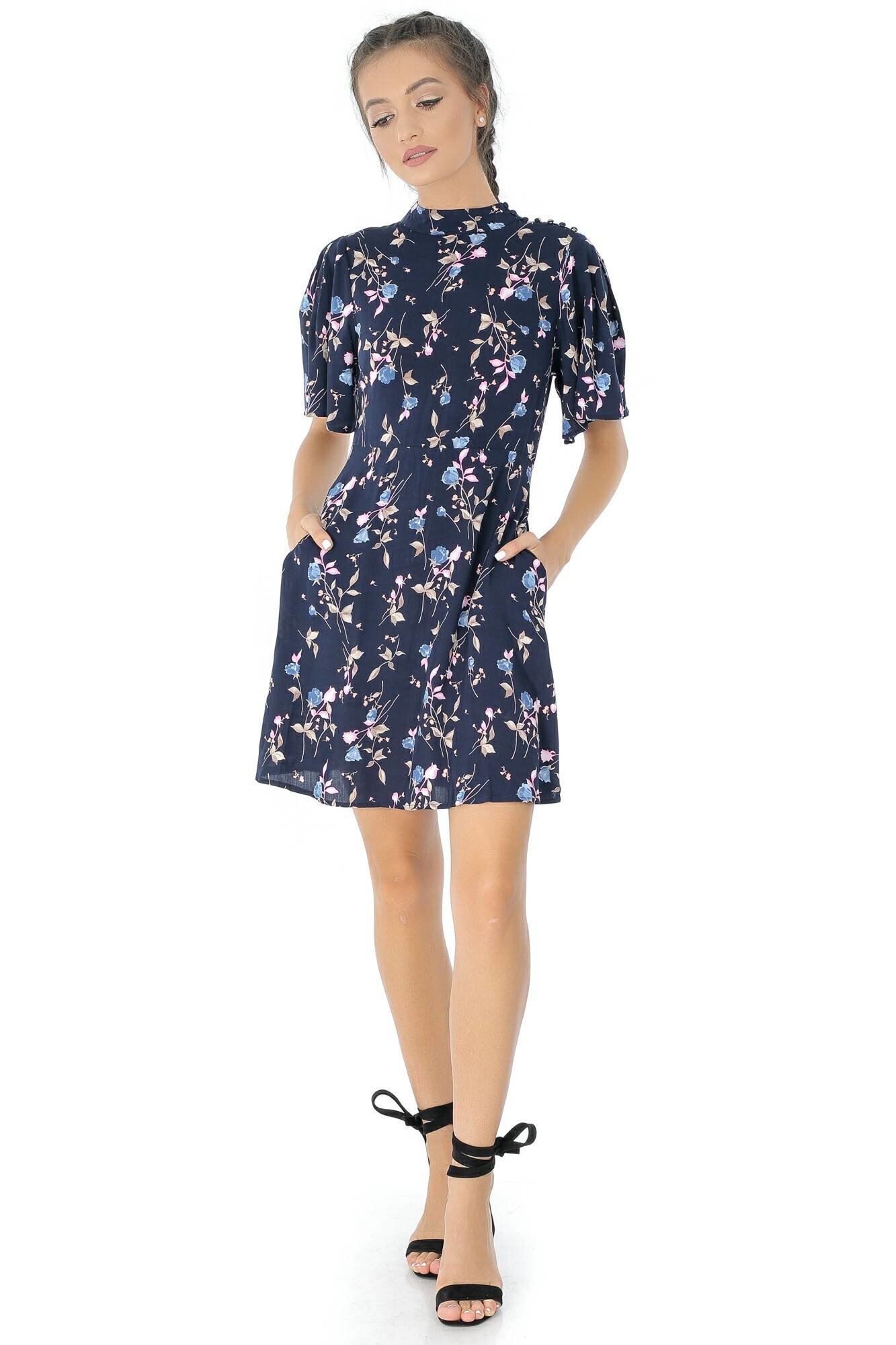 Rochie bleumarin, ROH, cu maneci largi , 42