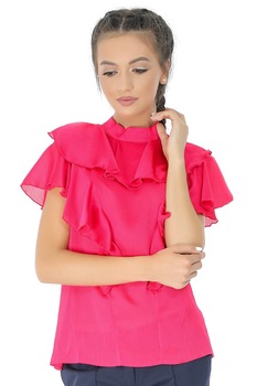 Bluza de dama, roz, ROH, cu volane Bluza de dama, roz, ROH, cu volane