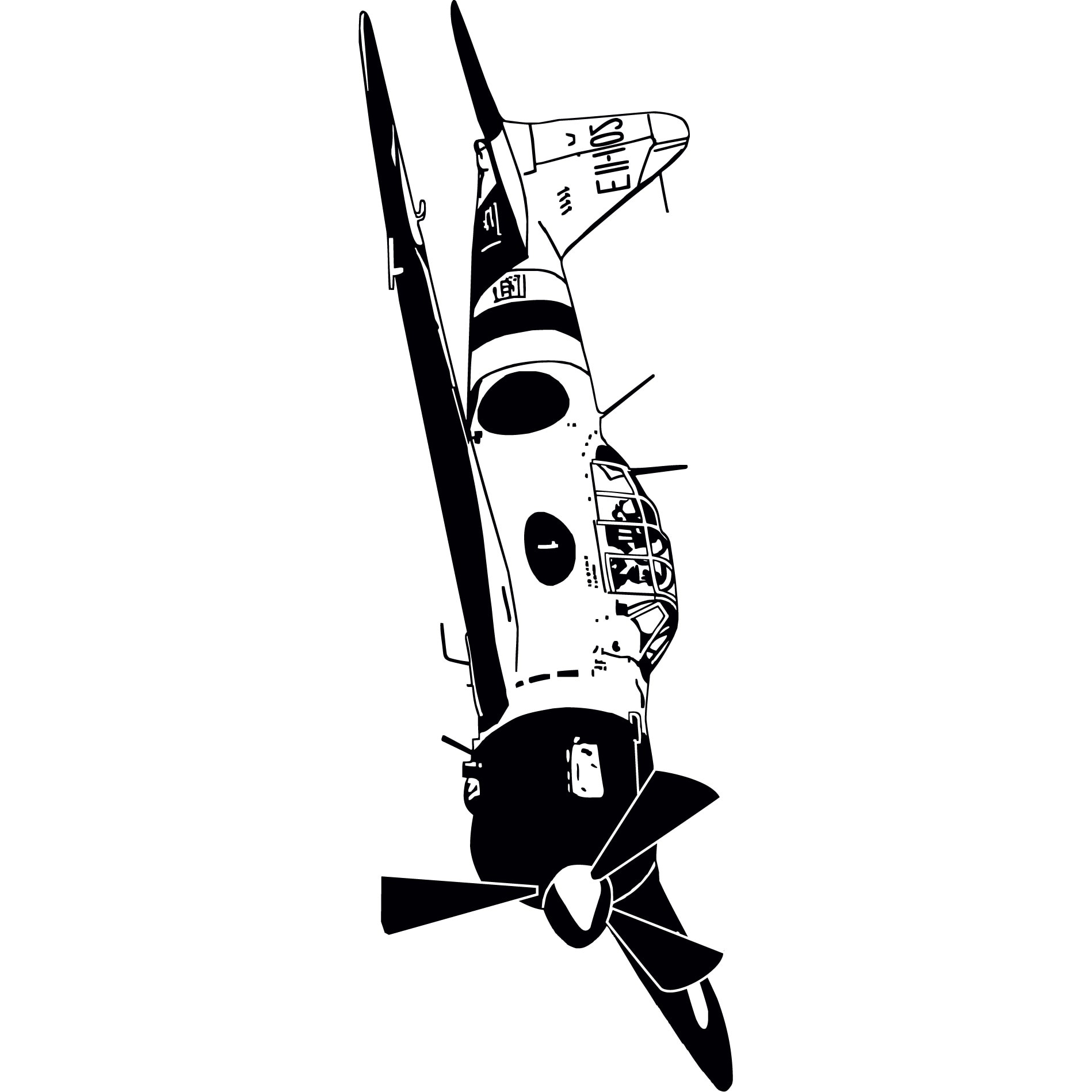 Avionul japonez - Sticker Decorativ - Negru - 143 x 49 cm