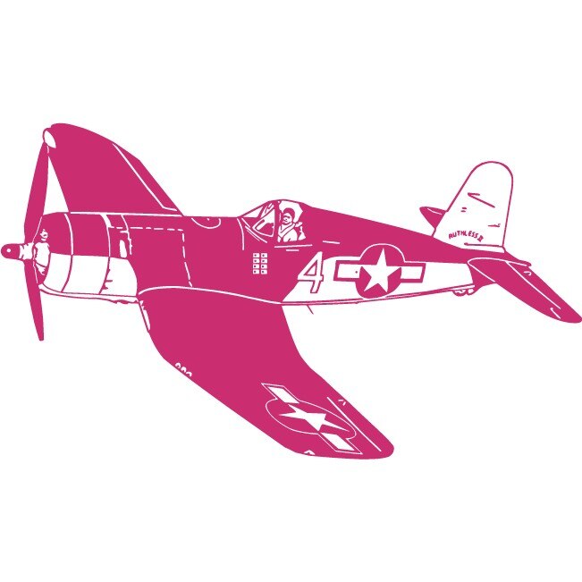 Avionul de lupta Vought F4U - Sticker Decorativ - Magenta - 128 x 74 cm