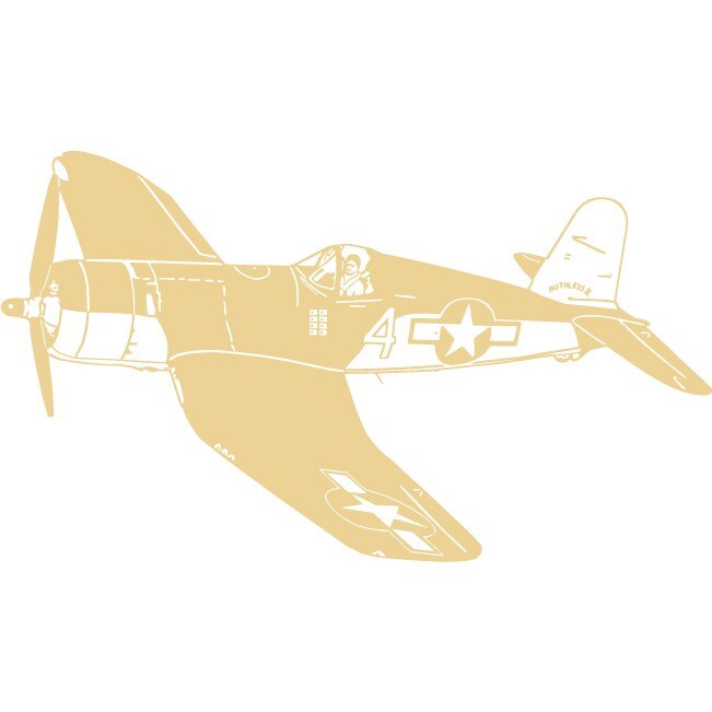 Avionul de lupta Vought F4U - Sticker Decorativ - Bej - 128 x 74 cm