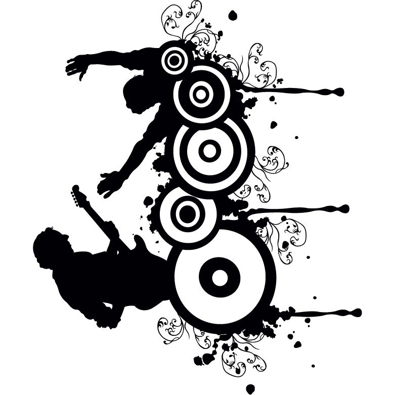 Arta si muzica - Sticker Decorativ - Negru - 99 x 83 cm