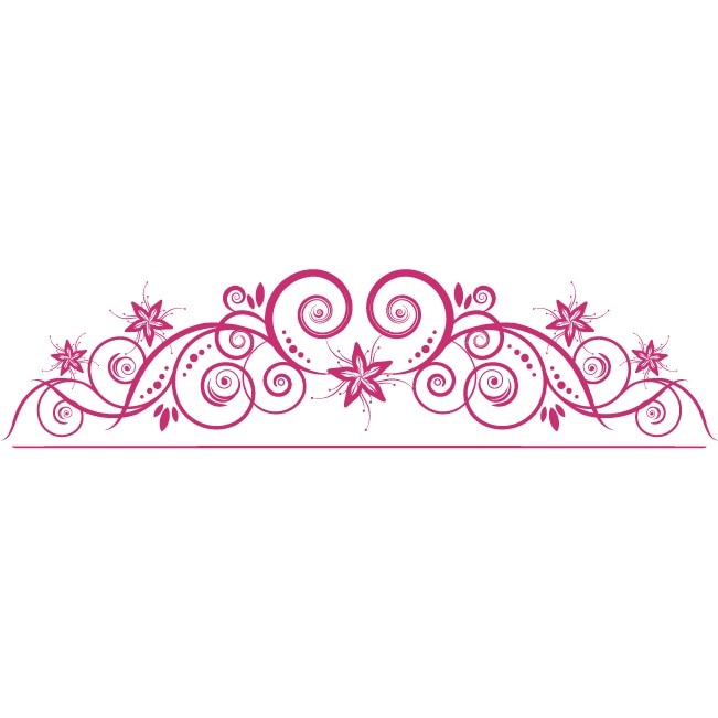 Decoratiune florala moderna - Sticker Decorativ - Magenta - 143 x 36 cm