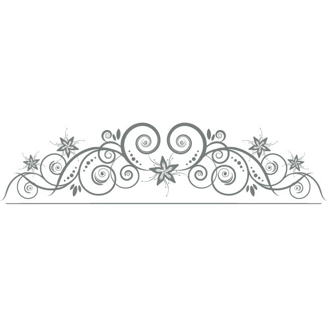Decoratiune florala moderna - Sticker Decorativ - Gri Metal - 143 x 36 cm