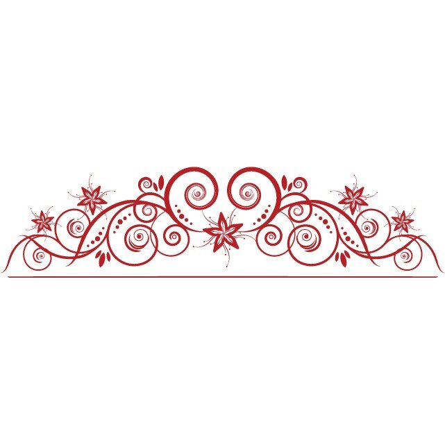 Decoratiune florala moderna - Sticker Decorativ - Rosu Cardinal - 143 x 36 cm