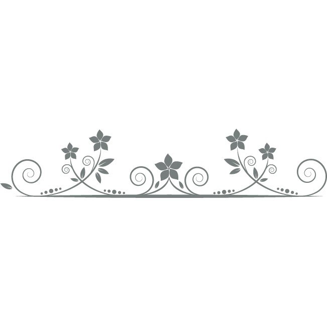 Ornament floral - Sticker Decorativ - Gri Metal - 190 x 40 cm