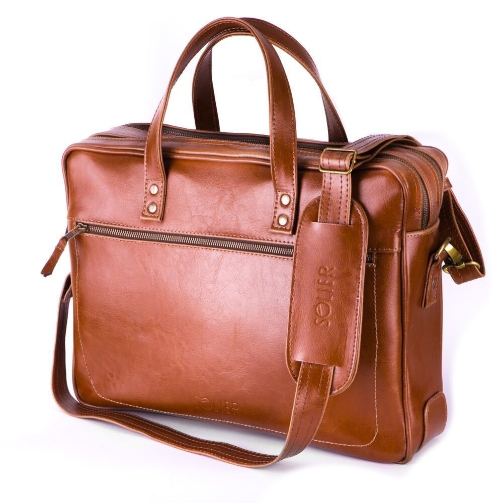 Geanta laptop Solier Newbridge Vintage din piele ecologica, 15.4