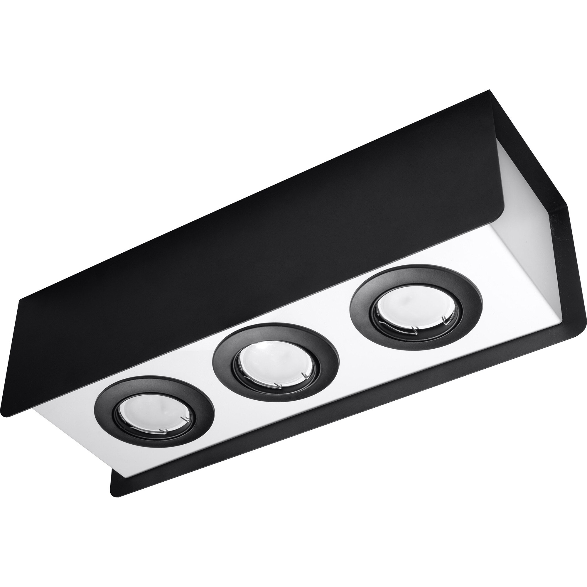 Plafoniera Sollux Lighting, Stereo 3, Otel, Alb/Negru