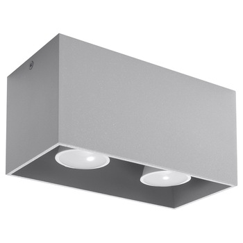 Plafoniera Quad Maxi, Sollux Lighting, GU10, LED, 2 x 40 W, Gri Plafoniera Quad Maxi, Sollux Lighting, GU10, LED, 2 x 40 W, Gri
