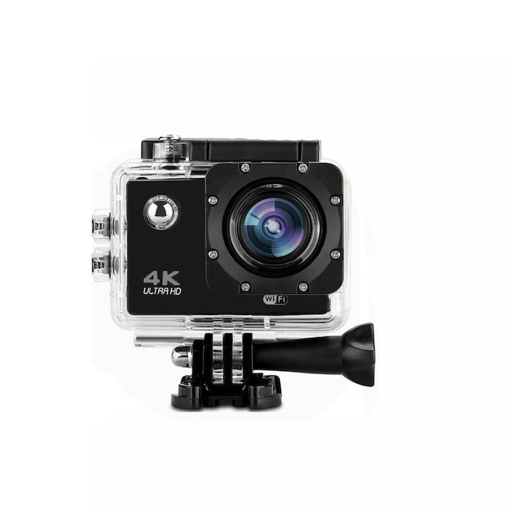 Akciósport videokamera ATWide 85 4K ULTRA HD, fekete, Wi-Fi, minden rögzítési tartozék, 30 méter vízálló