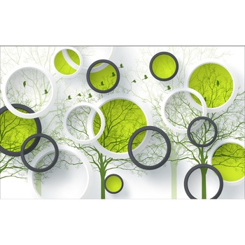 Tablou canvas Pasari, pomi, cercuri, 60 x 40 cm Tablou canvas Pasari, pomi, cercuri, 60 x 40 cm