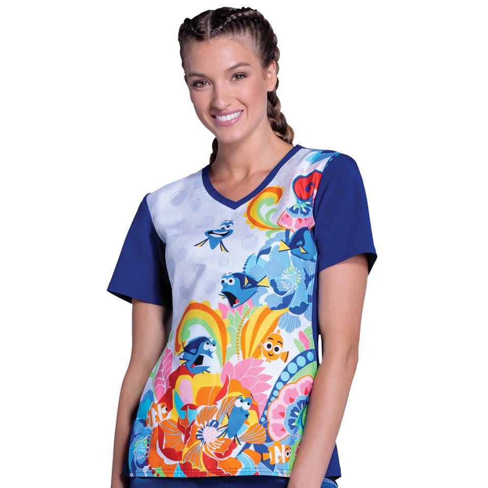 Halat medical v-neck fluent in whale , Marimea XL