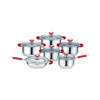 Set 5 oale cu capac MUHLER MR-1275, Tigaie cu capac 24 cm, Argintiu/Rosu Set 5 oale cu capac MUHLER MR-1275, Tigaie cu capac 24 cm, Argintiu/Rosu